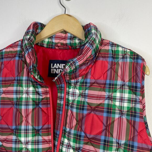 Lands End FeatherFree Quilted Insulated Puffer Vest Red Plaid Womens Plus 3X - Picture 4 of 14